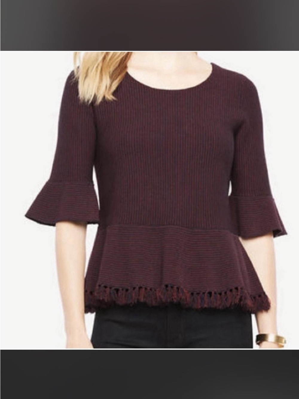 Ann Taylor peplum fringe top